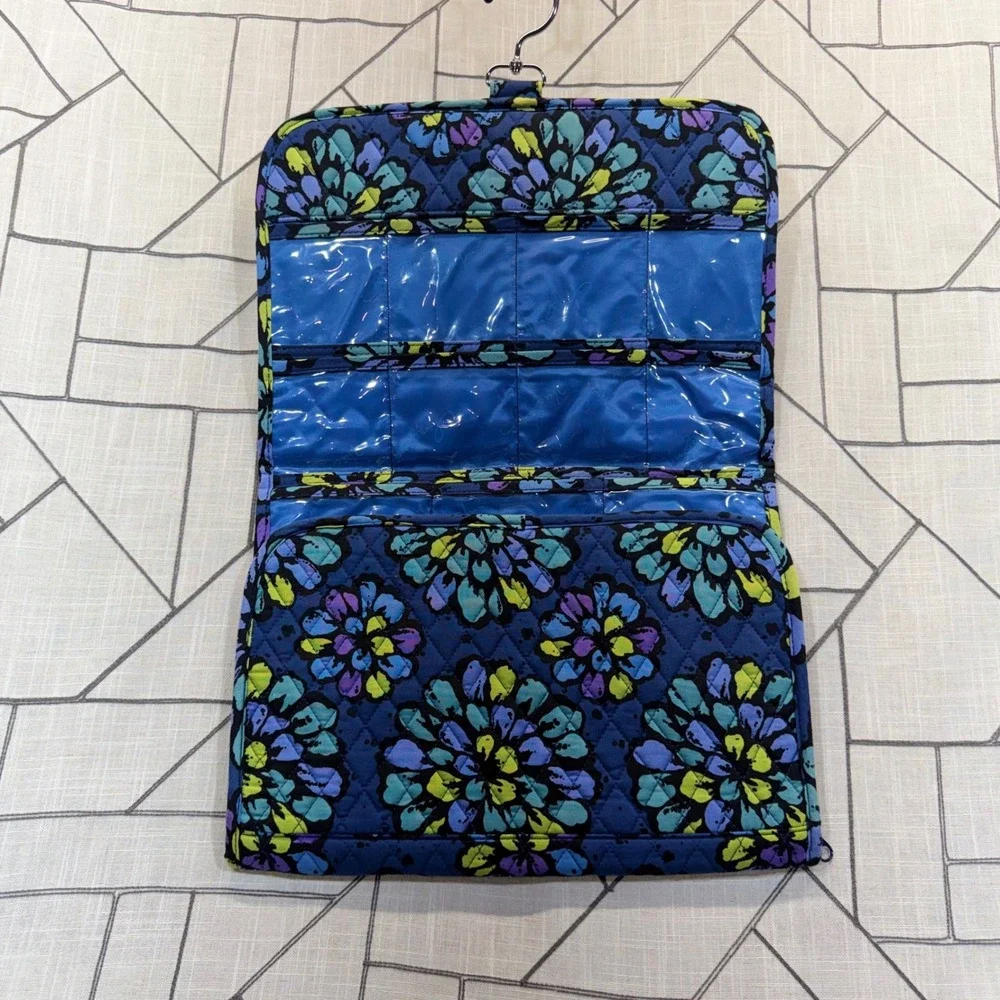 Vera Bradley Hanging Jewelry Organizer OS Blue Floral Night & Day Quilted Travel